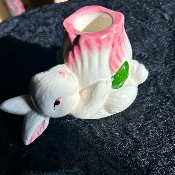 Vintage Accents Vtg Ceramic Bunny Taper Candle Holder Unbranded